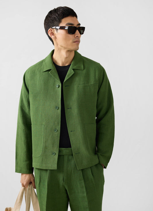 Boxy Overshirt - Linen - Forest