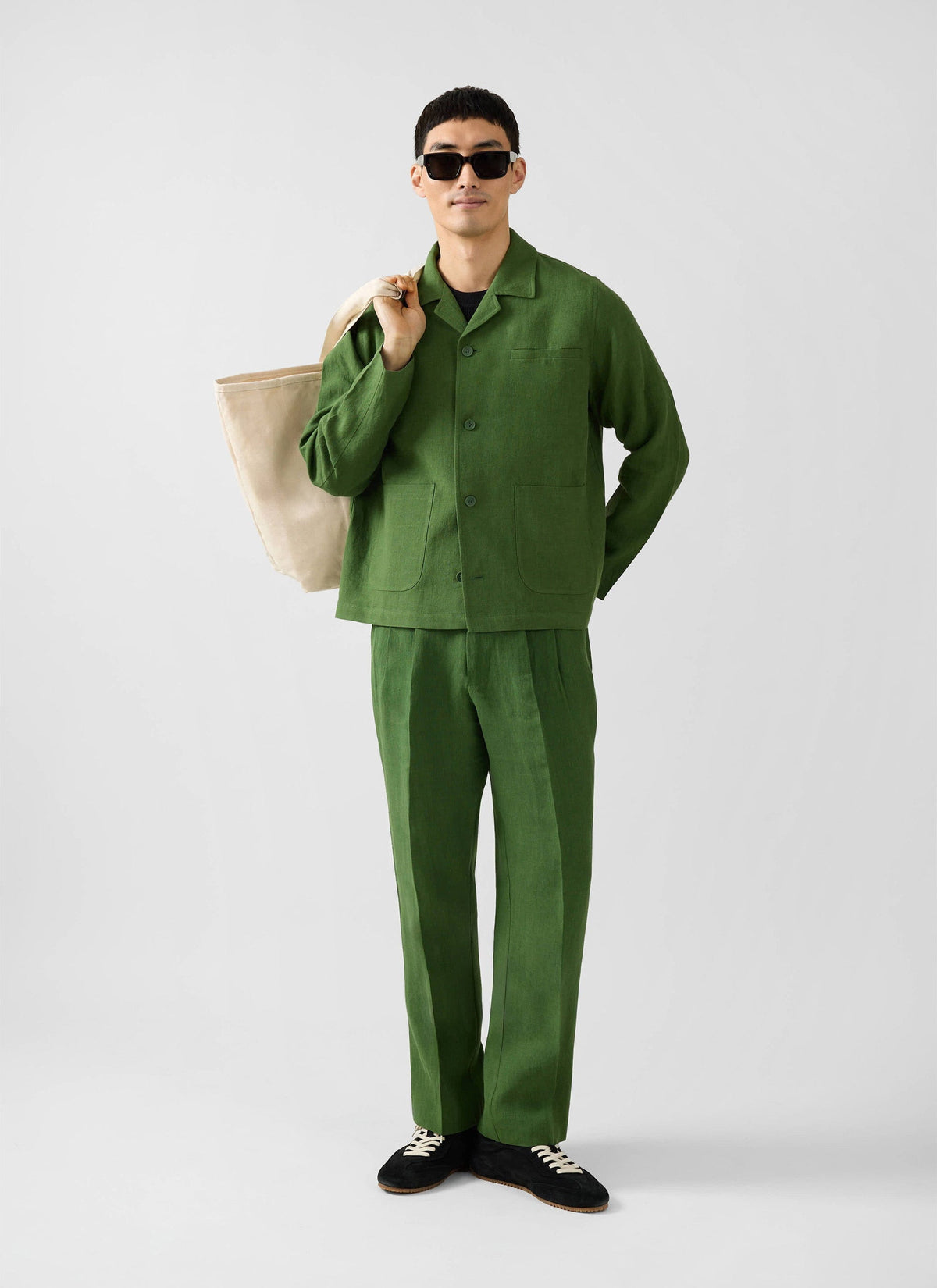 Boxy Overshirt - Linen - Forest