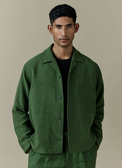 Boxy Overshirt - Linen - Forest