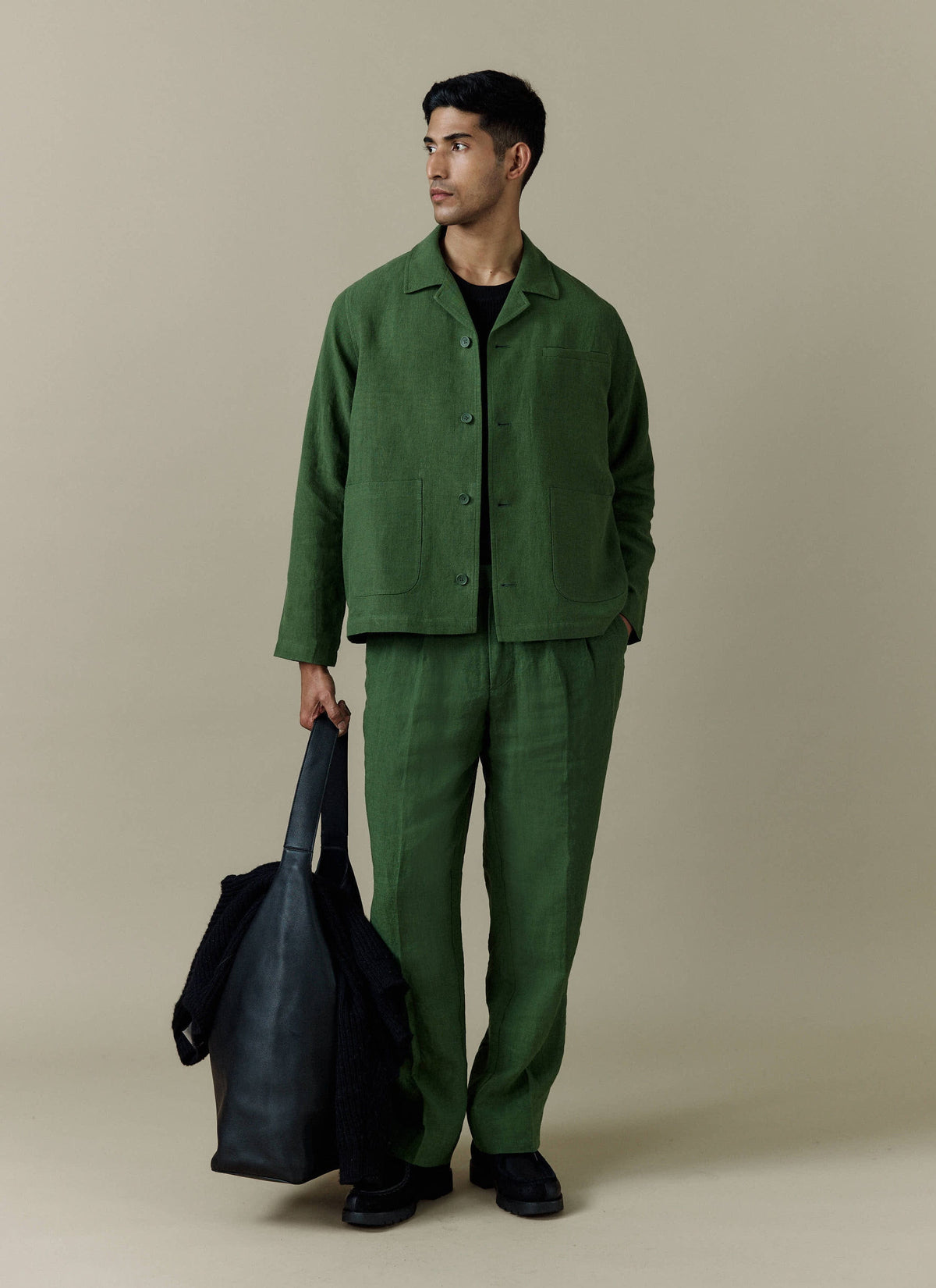 Boxy Overshirt - Linen - Forest