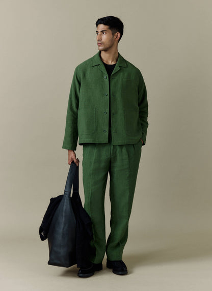 Boxy Overshirt - Linen - Forest