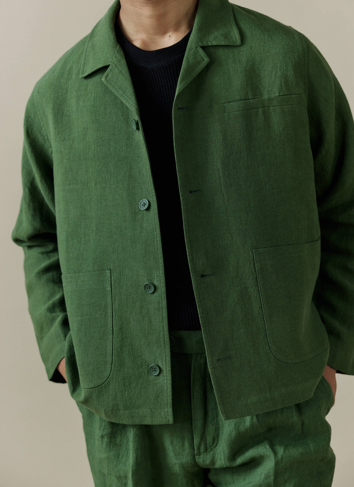 Boxy Overshirt - Linen - Forest