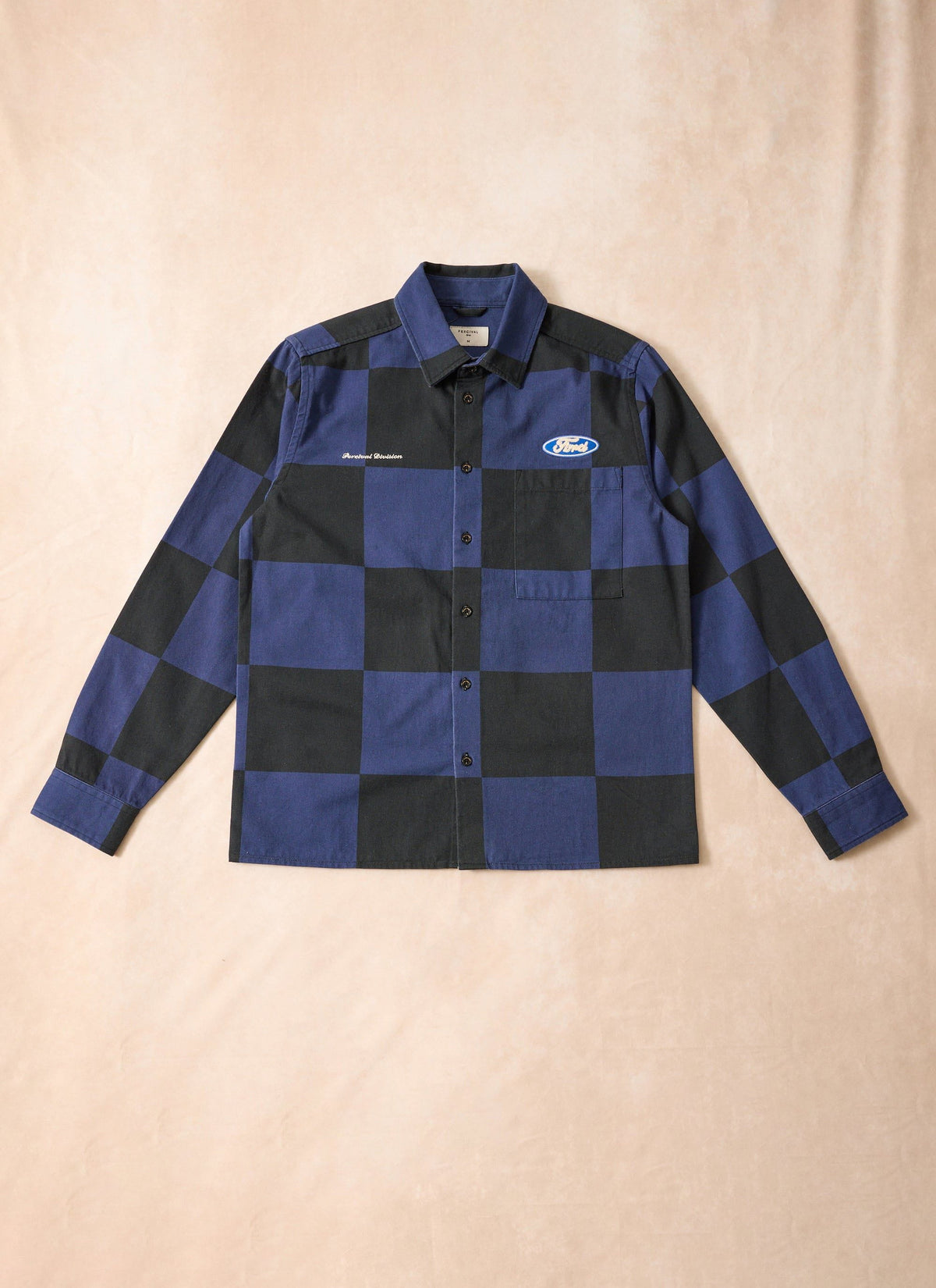 Men's Checkerboard Overshirt - Percival x Ford - Navy Blue