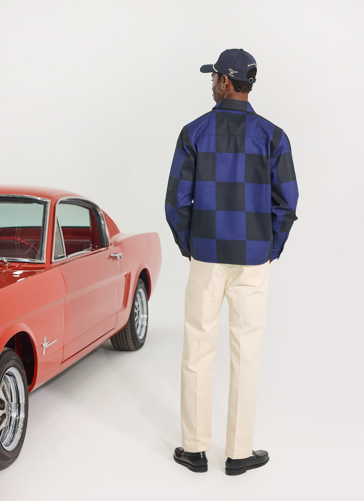 Men's Checkerboard Overshirt - Percival x Ford - Navy Blue