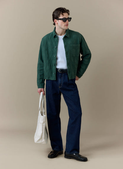 Men's Check Overshirt - Canyon - Cotton - Green