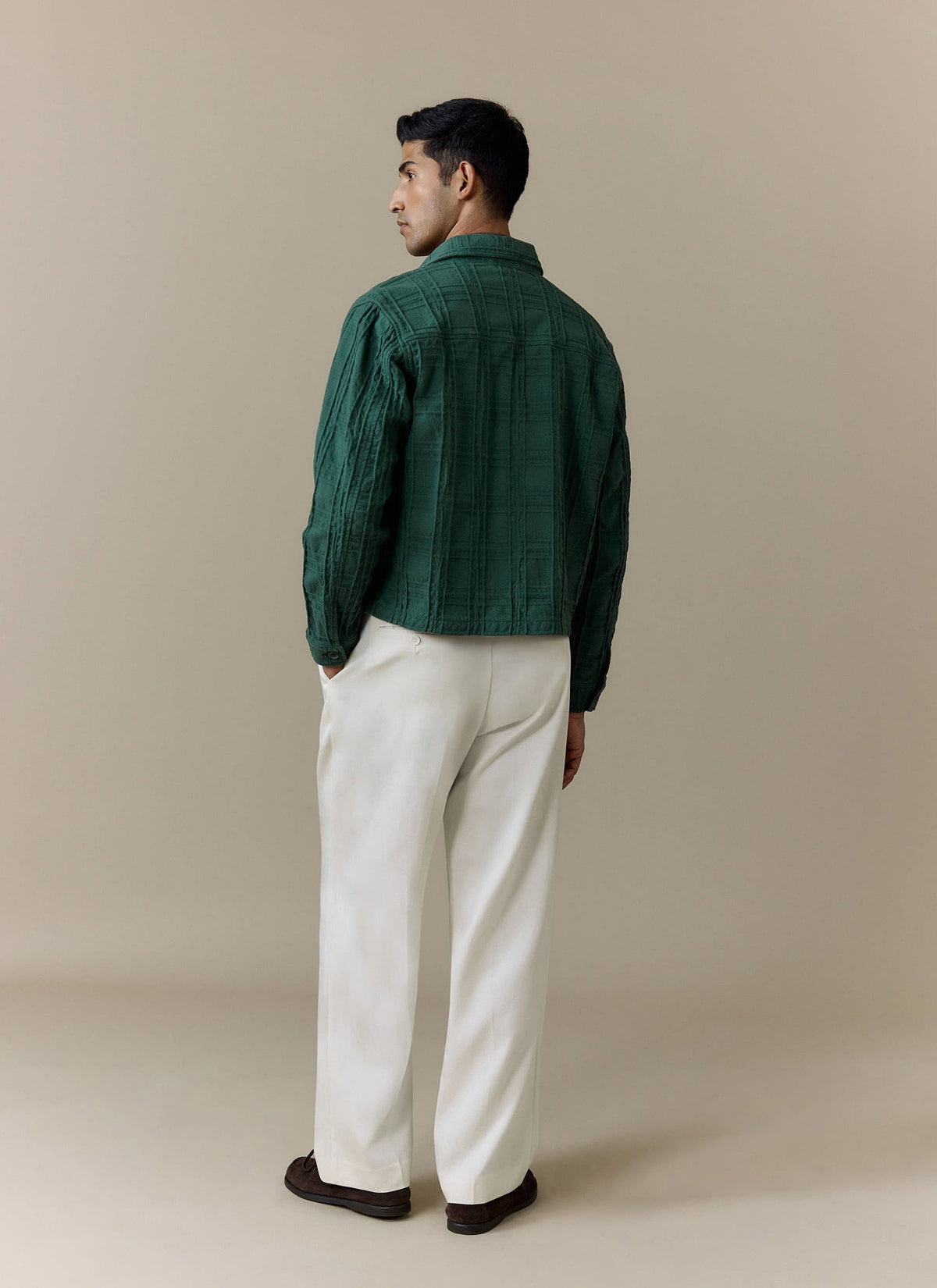 Men's Check Overshirt - Canyon - Cotton - Green