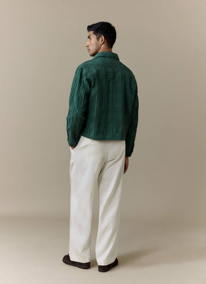 Men's Check Overshirt - Canyon - Cotton - Green