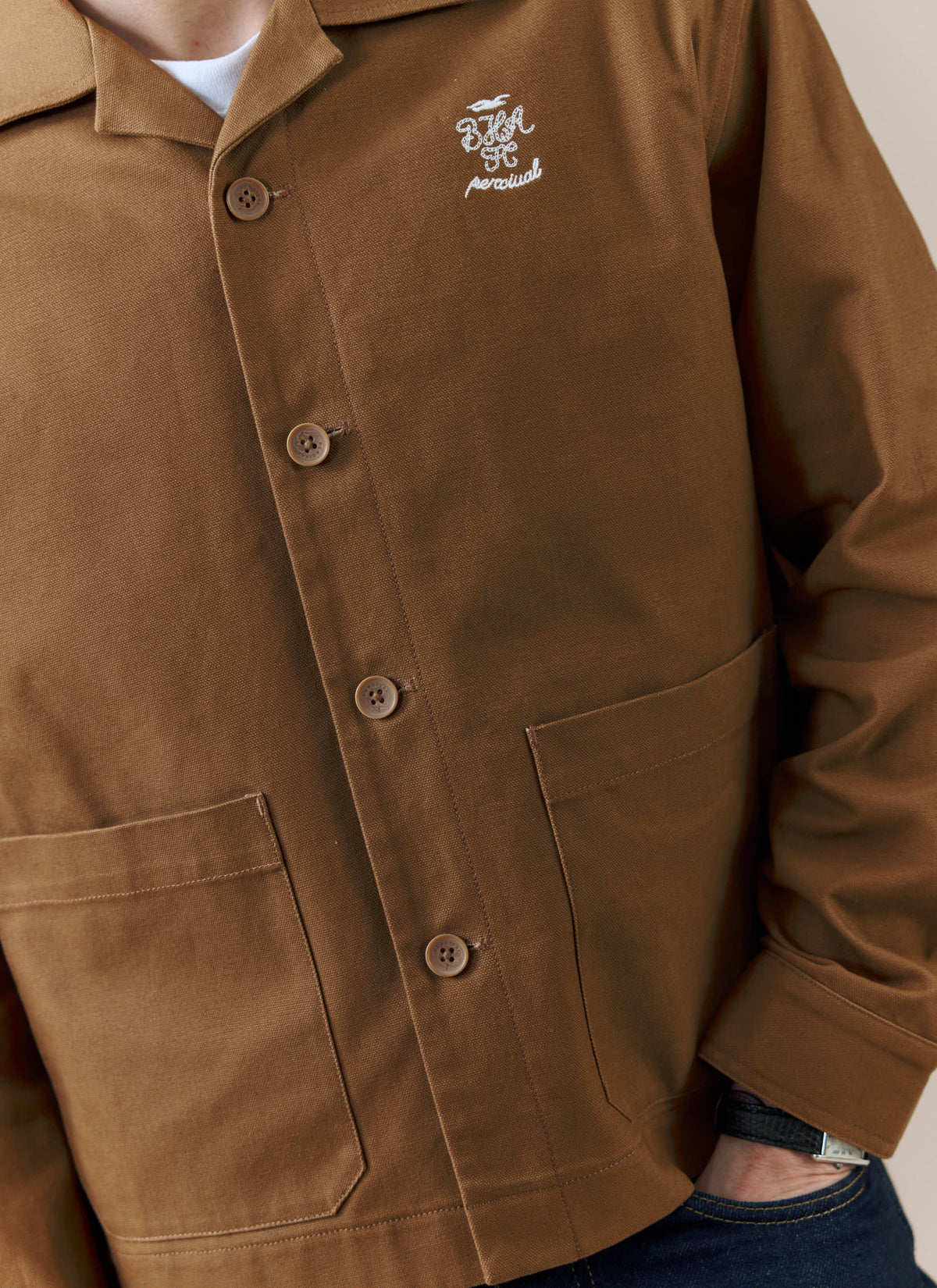 Men's Canvas Overshirt - BHAFC x Percival - Brown - Cotton