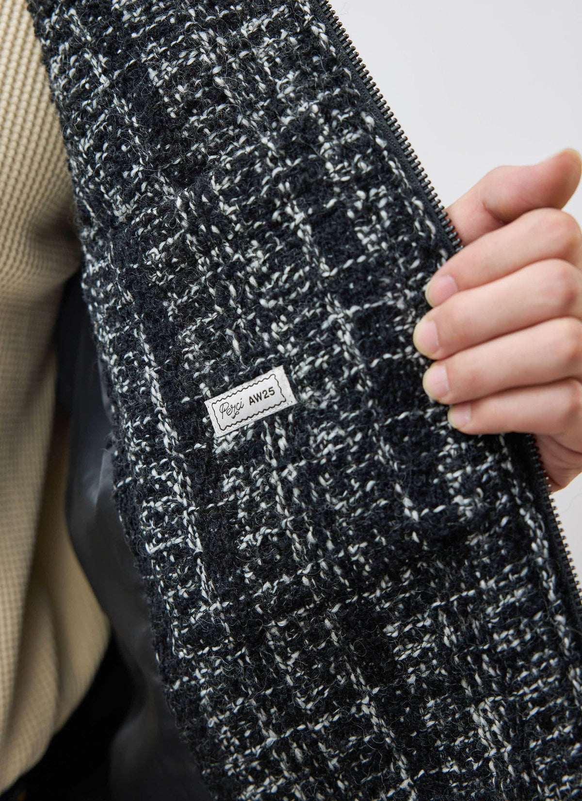 Men's Cropped Zip Jacket​: Ingegno - Wool - Black