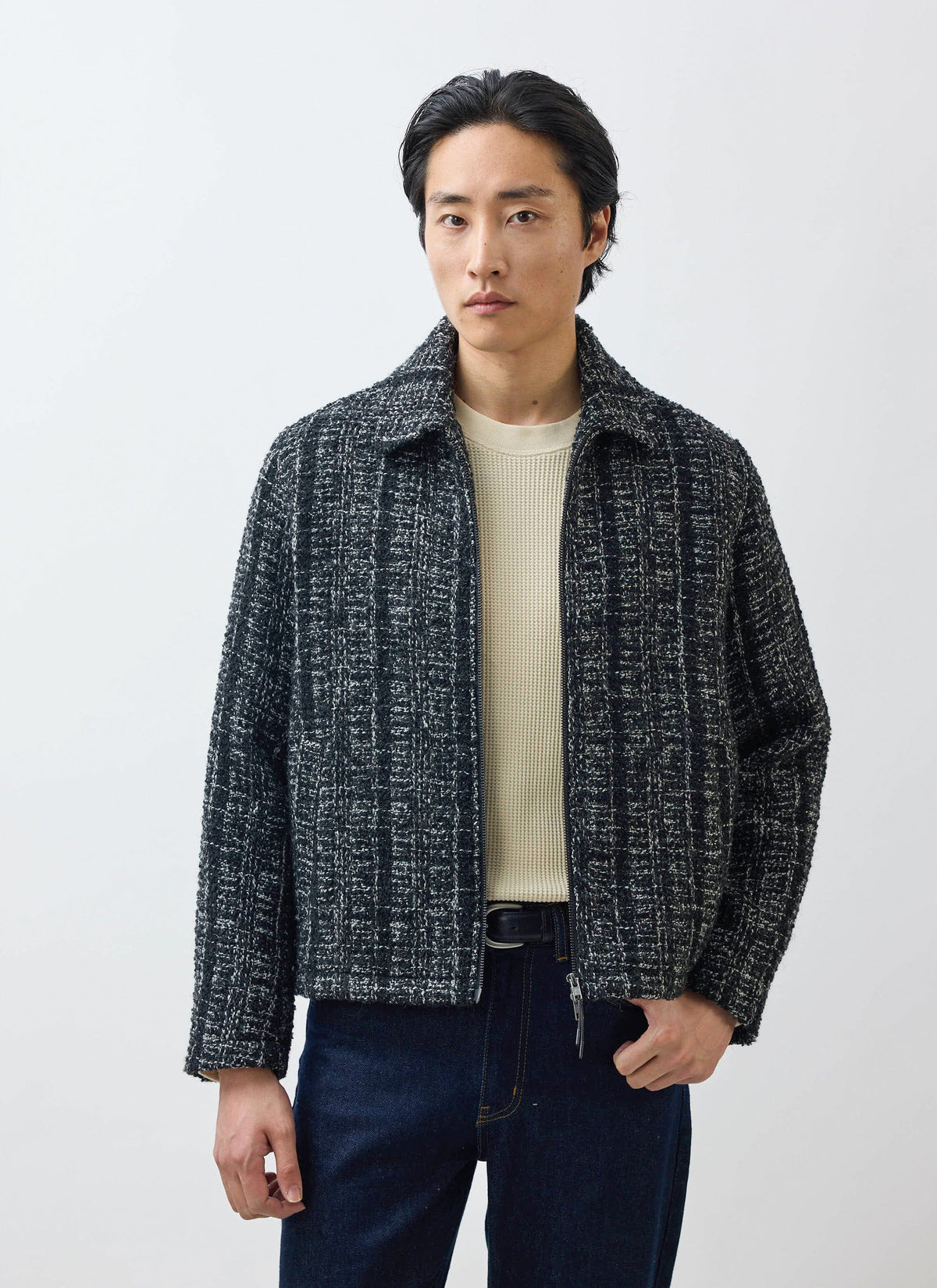 Men's Cropped Zip Jacket​: Ingegno - Wool - Black