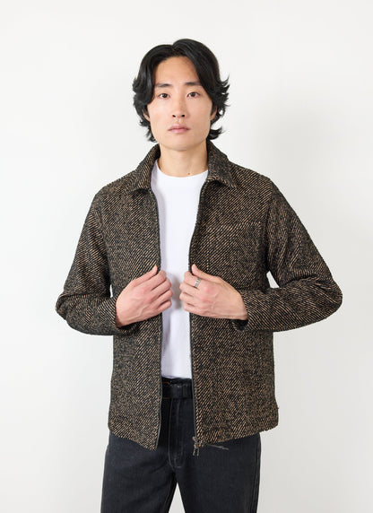 Men's Zip Overshirt - Twill Jacket - Oak Brown