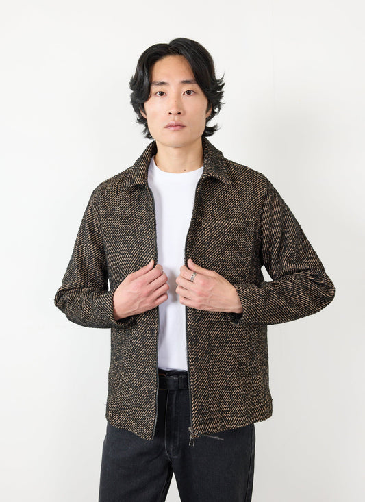 Men's Zip Overshirt - Twill Jacket - Oak Brown