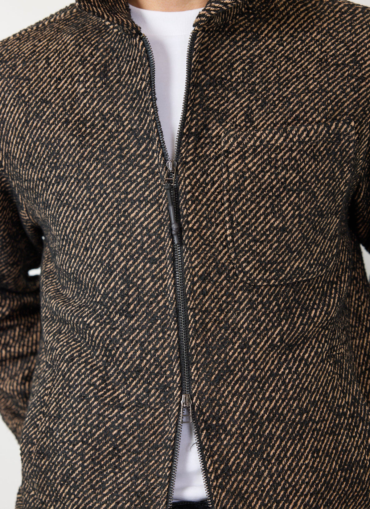 Men's Zip Overshirt - Twill Jacket - Oak Brown