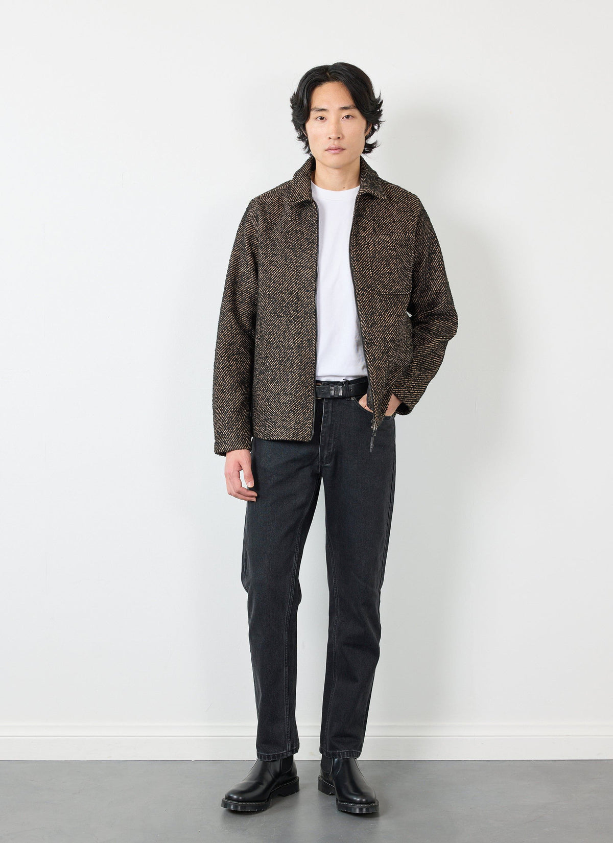 Men's Zip Overshirt - Twill Jacket - Oak Brown