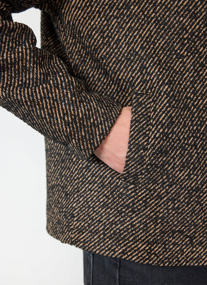 Men's Zip Overshirt - Twill Jacket - Oak Brown