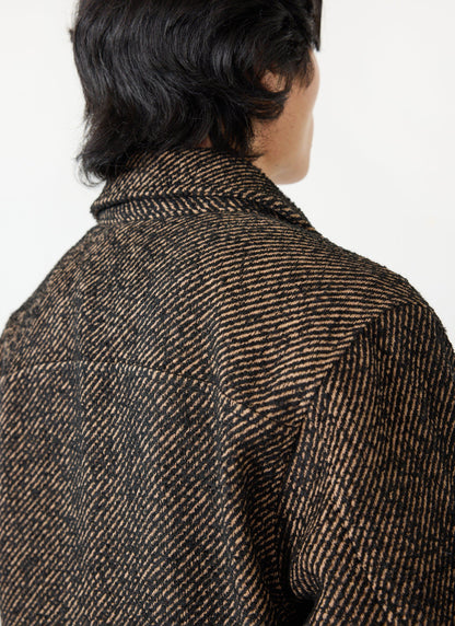 Men's Zip Overshirt - Twill Jacket - Oak Brown