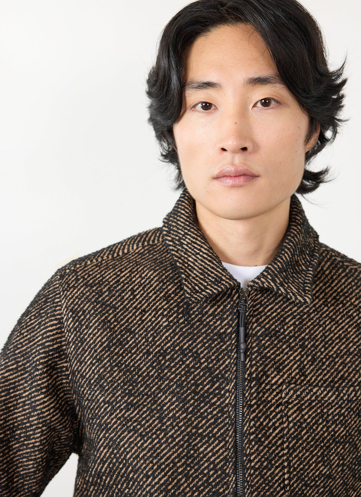 Men's Zip Overshirt - Twill Jacket - Oak Brown