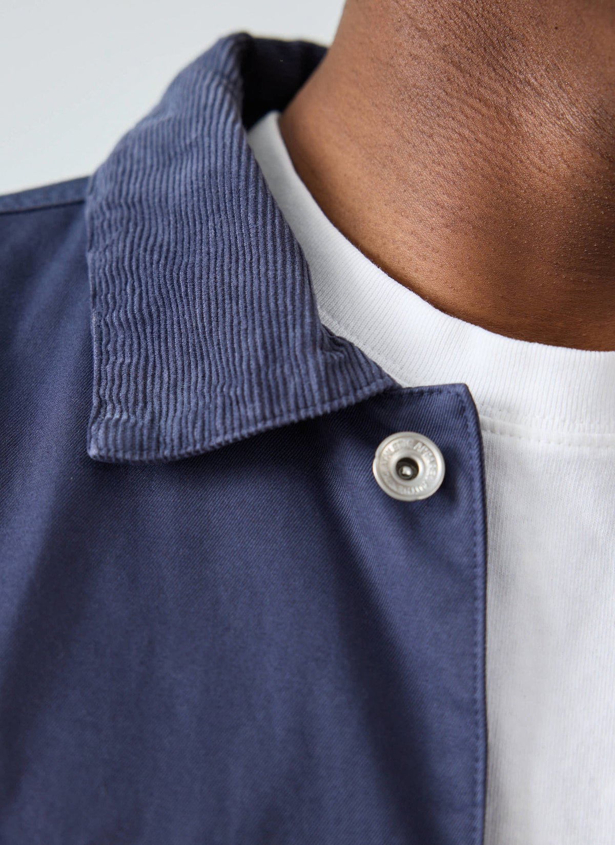 Men's Overshirt Jacket: Cord Collar - Cotton - Navy Blue - Champion x Percival