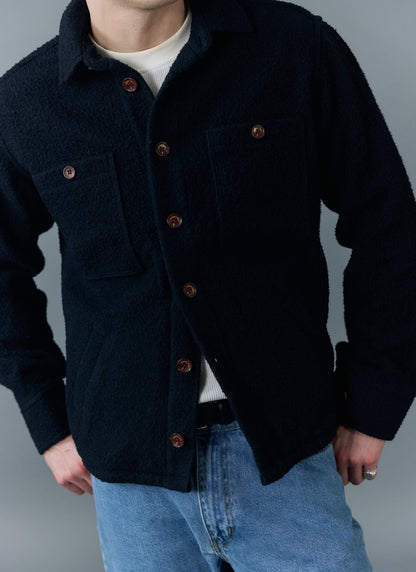 Men's Blanket Overshirt - Casentino Wool - Navy Blue
