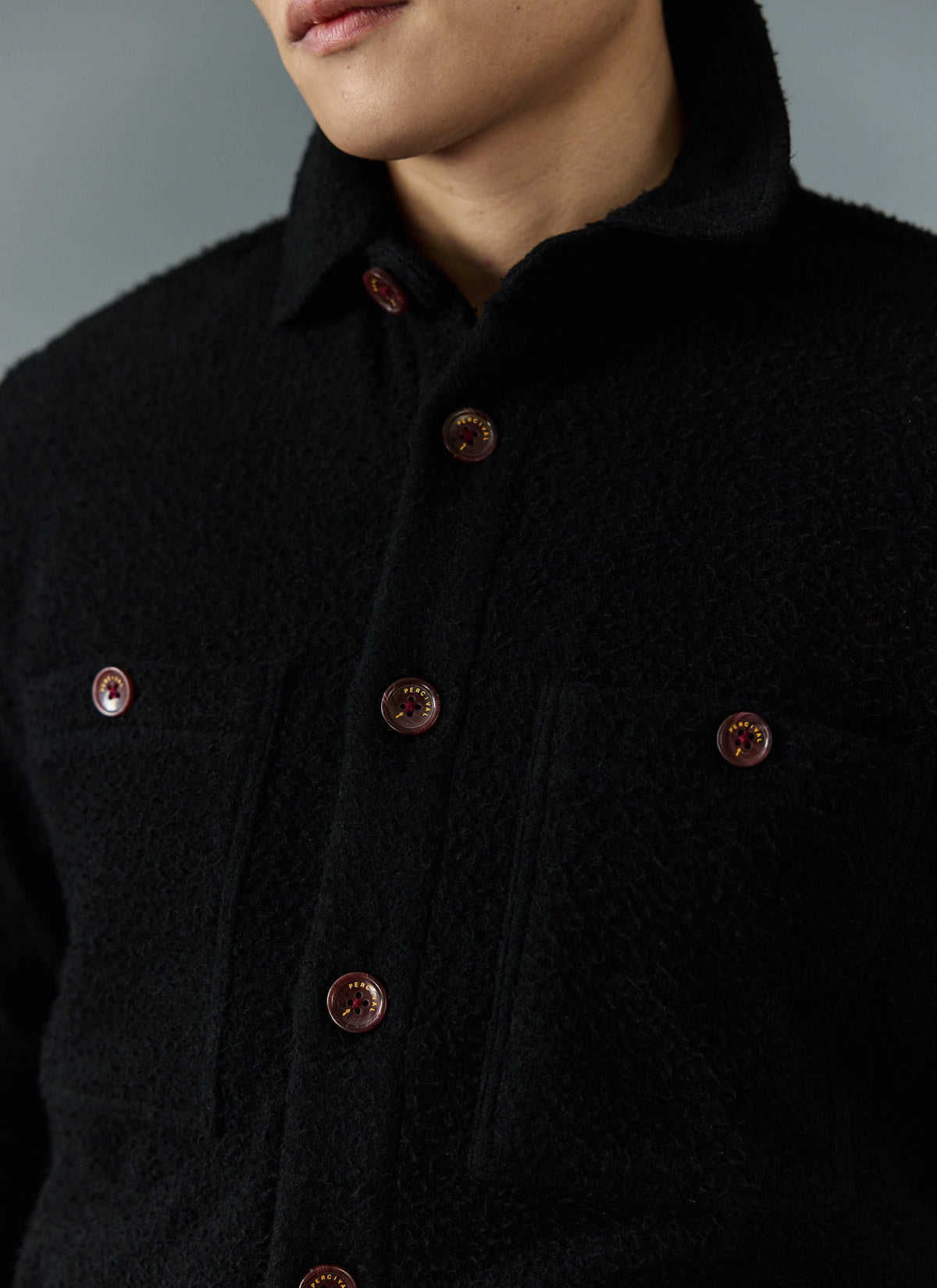 Men's Blanket Overshirt - Casentino Wool - Black