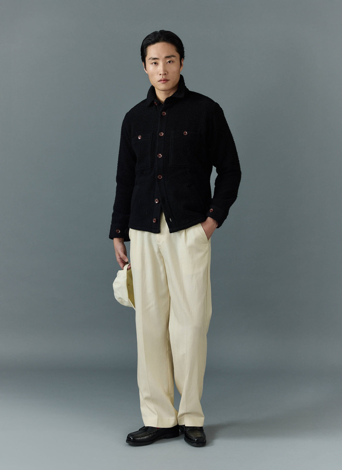 Men's Blanket Overshirt - Casentino Wool - Black