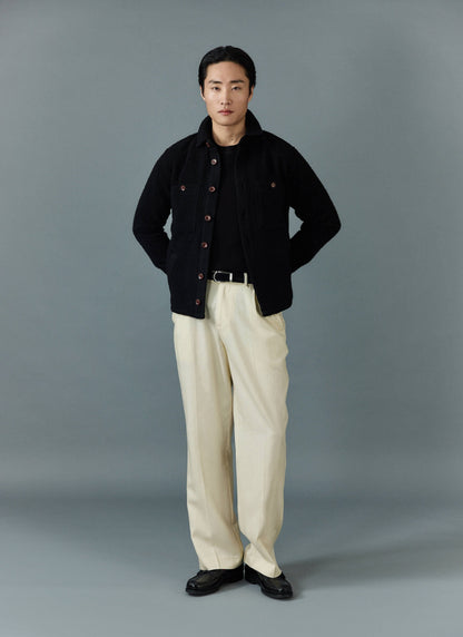 Men's Blanket Overshirt - Casentino Wool - Black
