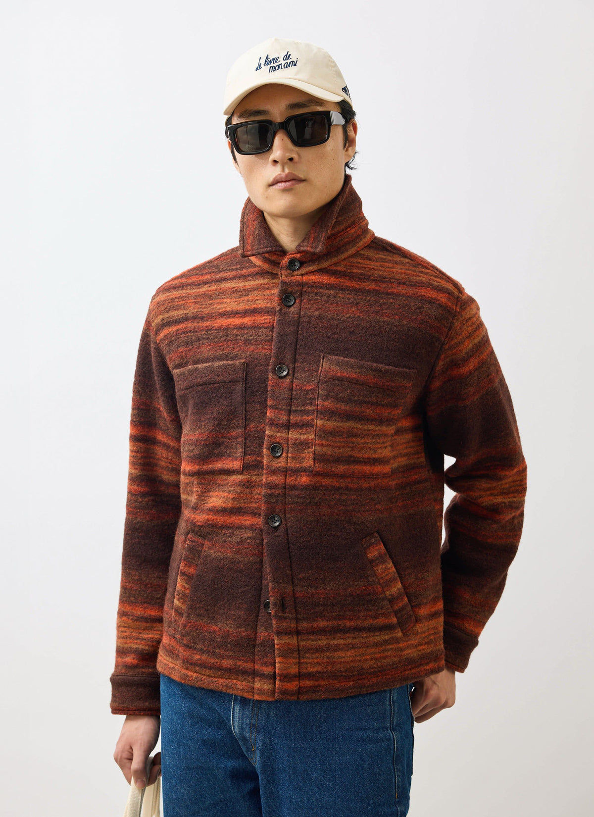 Men's Mississippi Jacquard Overshirt - Boiled Wool - Burnt Orange