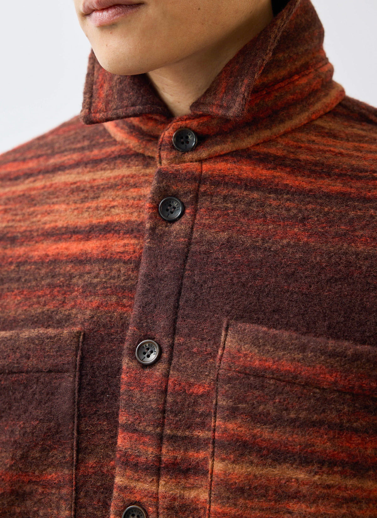 Men's Mississippi Jacquard Overshirt - Boiled Wool - Burnt Orange
