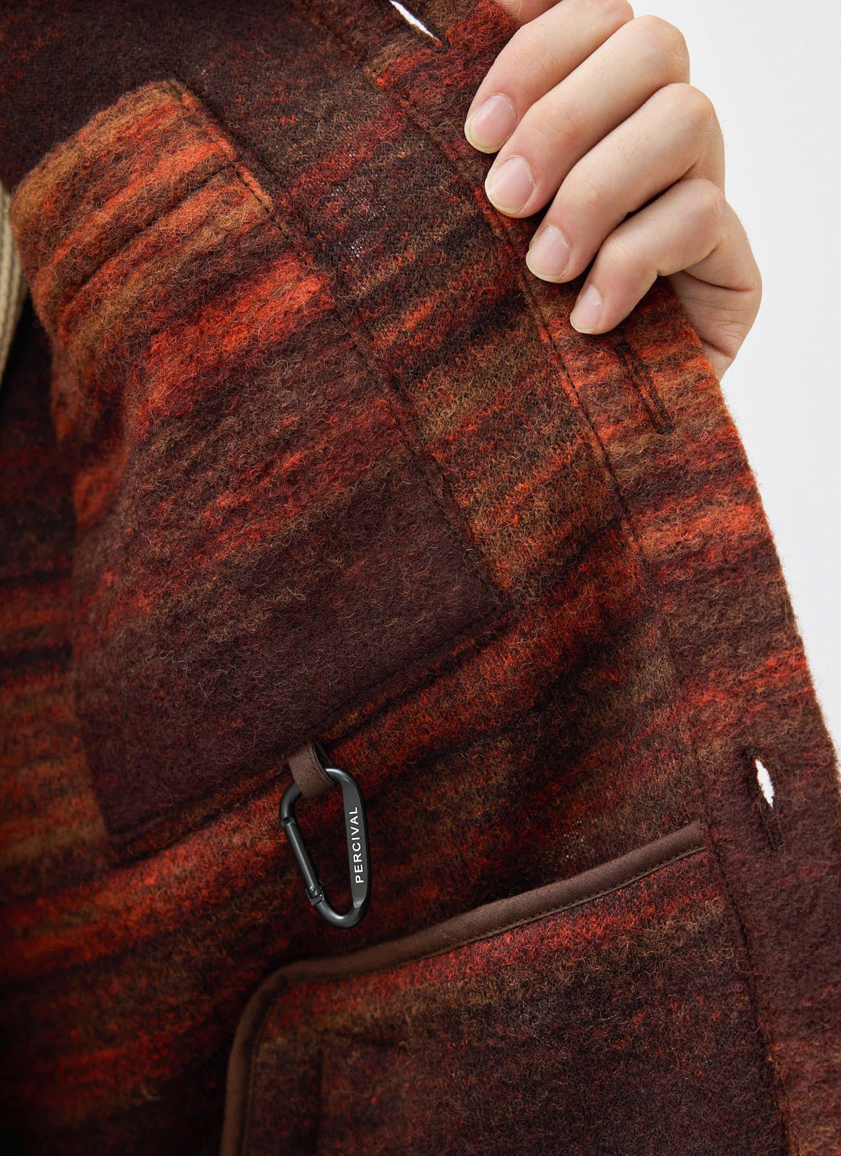 Men's Mississippi Jacquard Overshirt - Boiled Wool - Burnt Orange