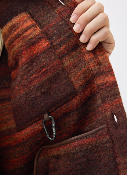 Men's Mississippi Jacquard Overshirt - Boiled Wool - Burnt Orange