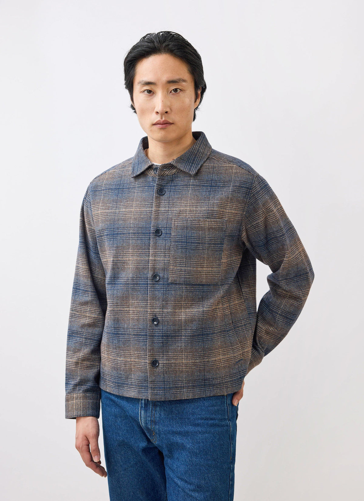 Men's Checked Overshirt: Luton - Cotton - Brown Multi