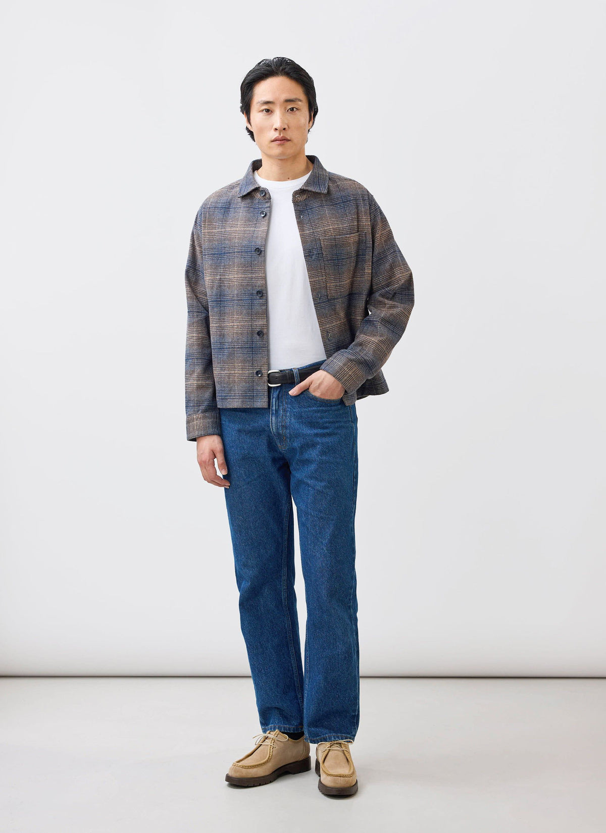 Men's Checked Overshirt: Luton - Cotton - Brown Multi