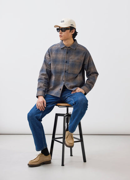 Men's Checked Overshirt: Luton - Cotton - Brown Multi