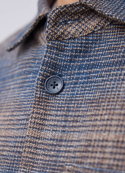 Men's Checked Overshirt: Luton - Cotton - Brown Multi