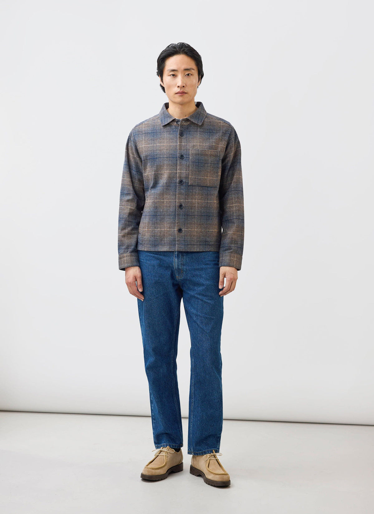 Men's Checked Overshirt: Luton - Cotton - Brown Multi