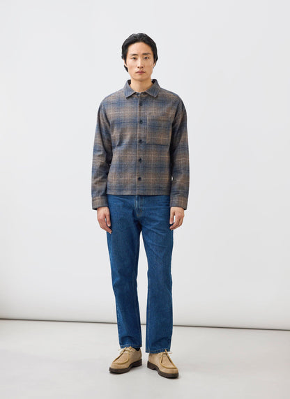 Men's Checked Overshirt: Luton - Cotton - Brown Multi