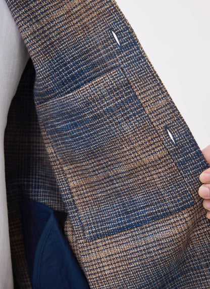 Men's Checked Overshirt: Luton - Cotton - Brown Multi