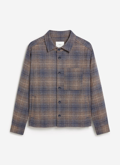 Men's Checked Overshirt: Luton - Cotton - Brown Multi
