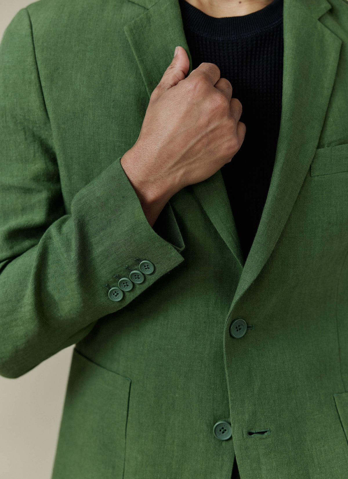 Men's Linen Blazer - Suit Jacket - Forest Green