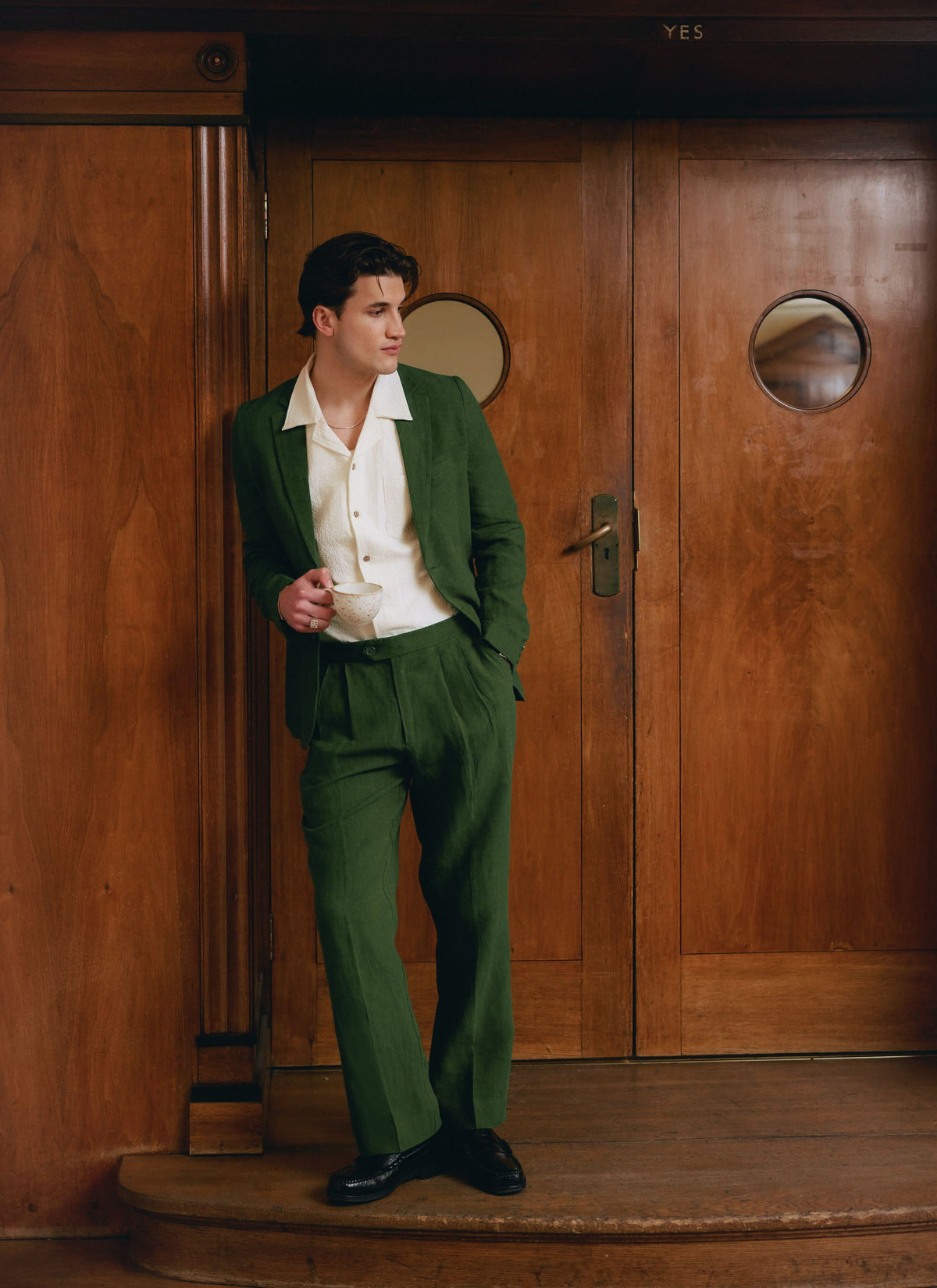 Men's Linen Blazer - Suit Jacket - Forest Green