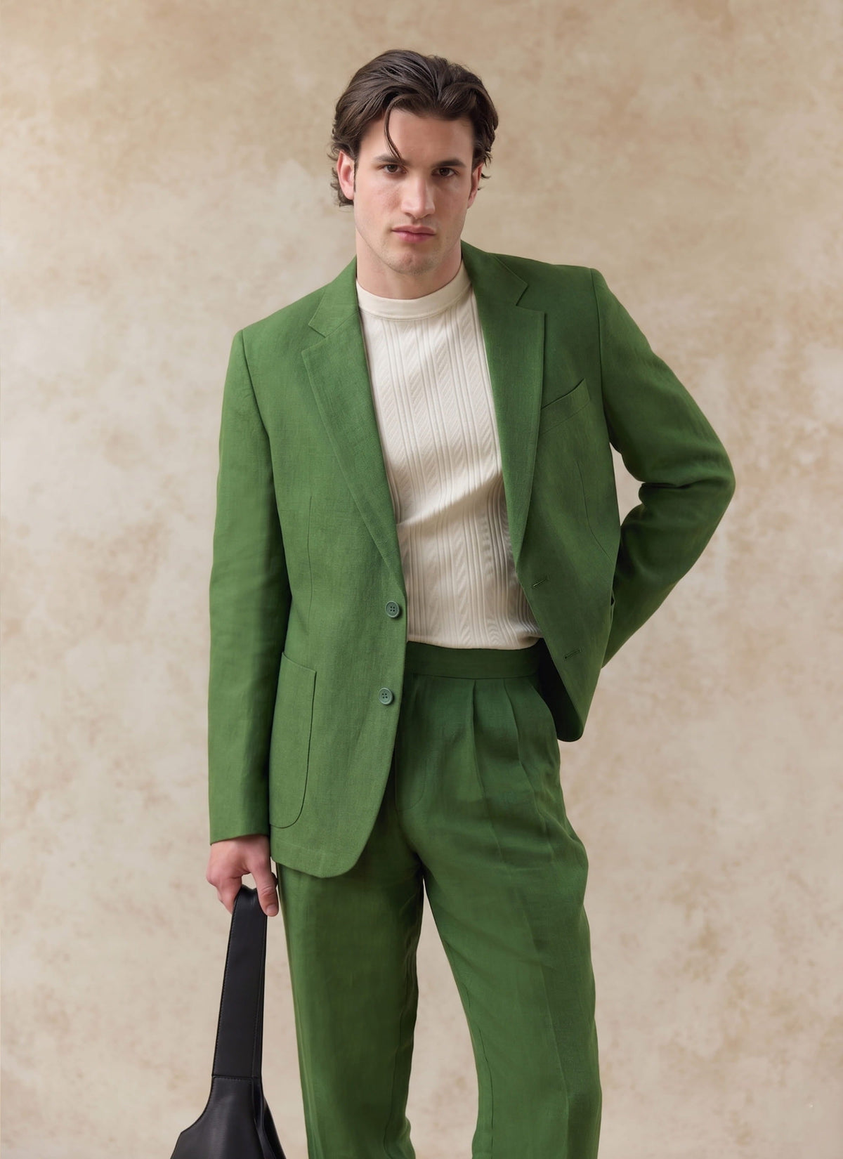 Men's Linen Blazer - Suit Jacket - Forest Green