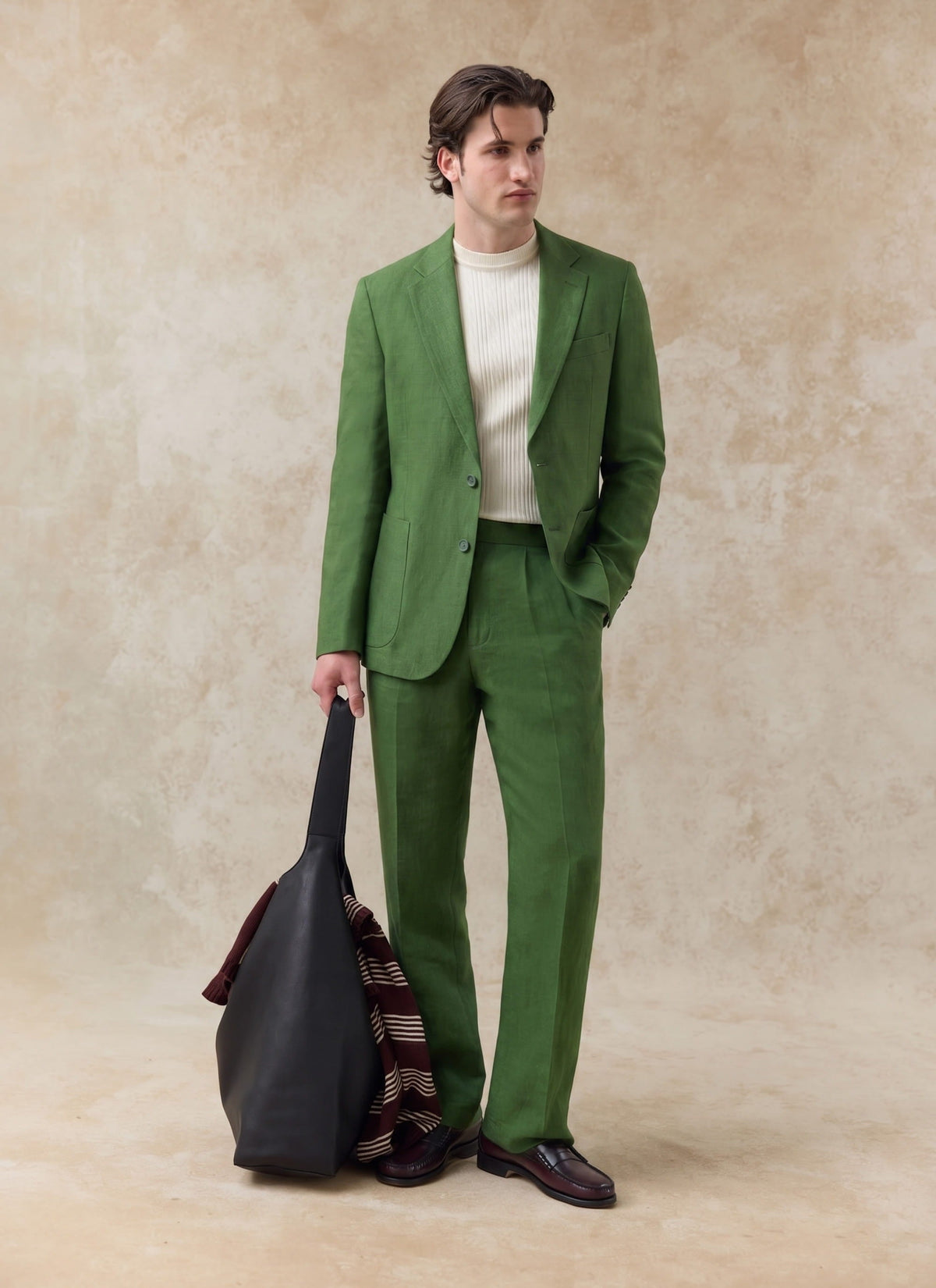 Men's Linen Blazer - Suit Jacket - Forest Green