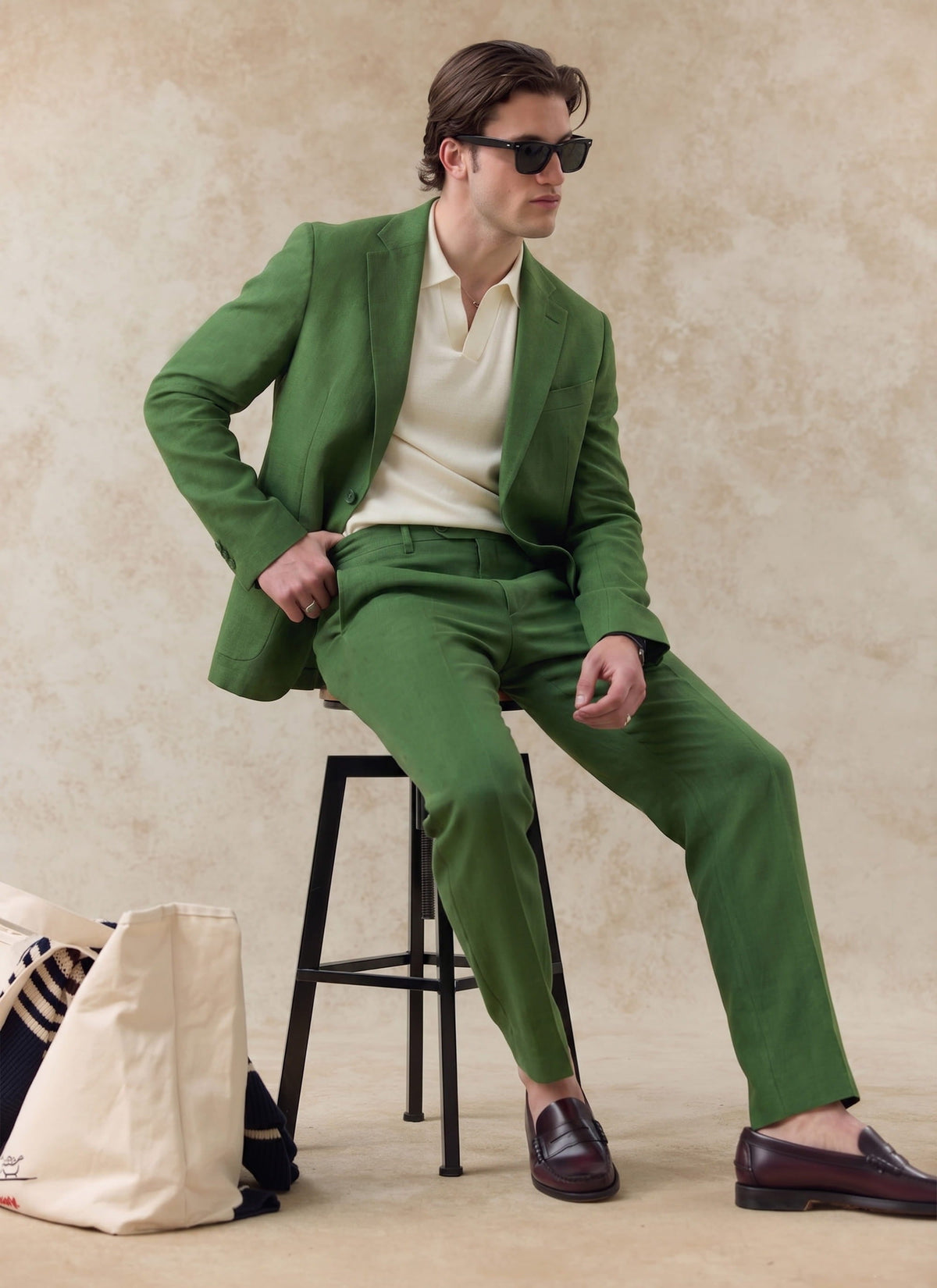 Men's Linen Blazer - Suit Jacket - Forest Green