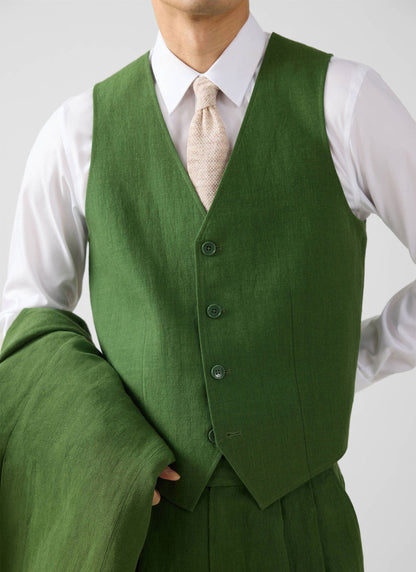 Men's Waistcoat - Linen - Forest Green