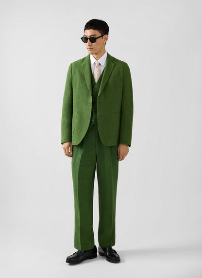 Men's Waistcoat - Linen - Forest Green