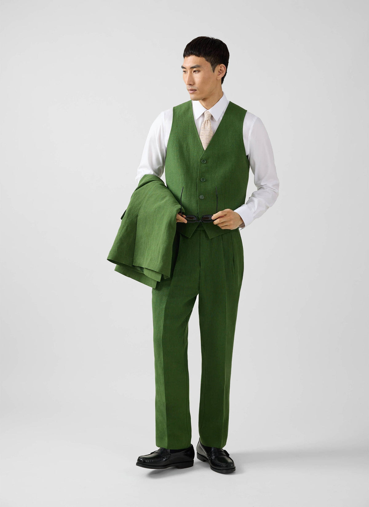 Men's Waistcoat - Linen - Forest Green