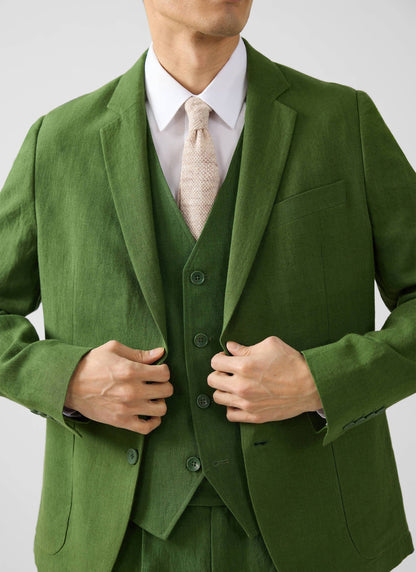 Men's Waistcoat - Linen - Forest Green