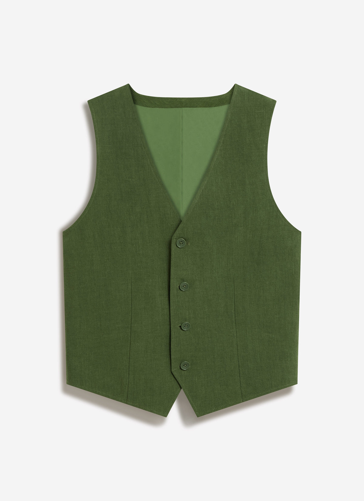 Men's Waistcoat - Linen - Forest Green