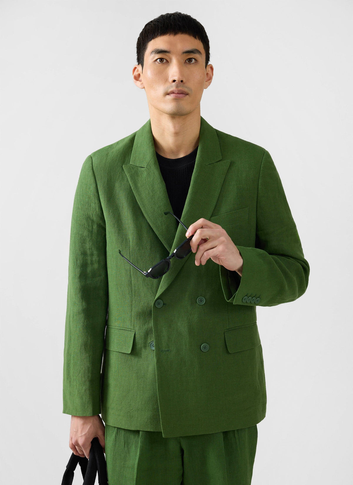 Men's Clifton Linen Double-Breasted Blazer - Forest Green