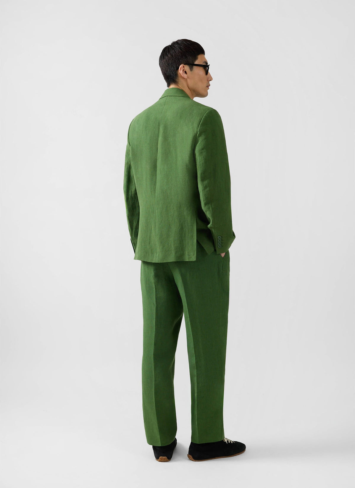 Men's Clifton Linen Double-Breasted Blazer - Forest Green